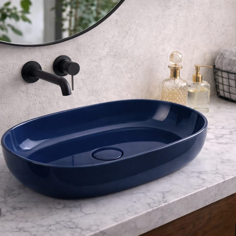 Rectlıght Tezgah Üstü Banyo Lavabosu Cobalt Blue 5013