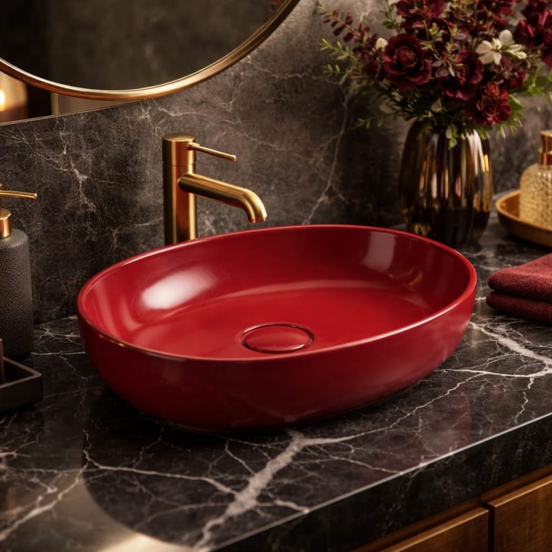 Rectlıght Tezgah Üstü Banyo Lavabosu Wıne Red 3005